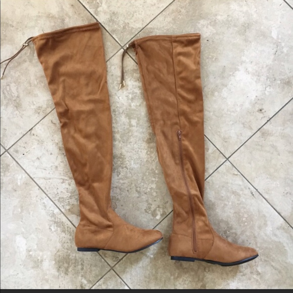 Thigh high suede boots